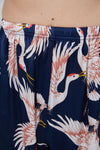 Men's Crane Printed Silk Long Pants