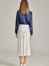 100% Pure Silk Midi Split Hem Skirt