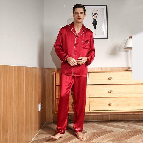 Asilklife Luxury Long Sleeves V-neck Pajamas Set For Men | Multi-Colors Selected