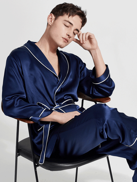 Asilklife Luxury Coco Collection Silk Kimono Pajamas Set For Men