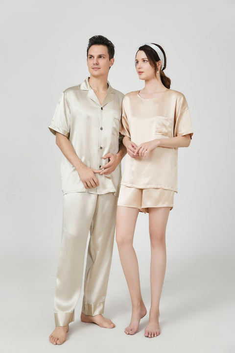 Matching couple 100% pure silk pajama set