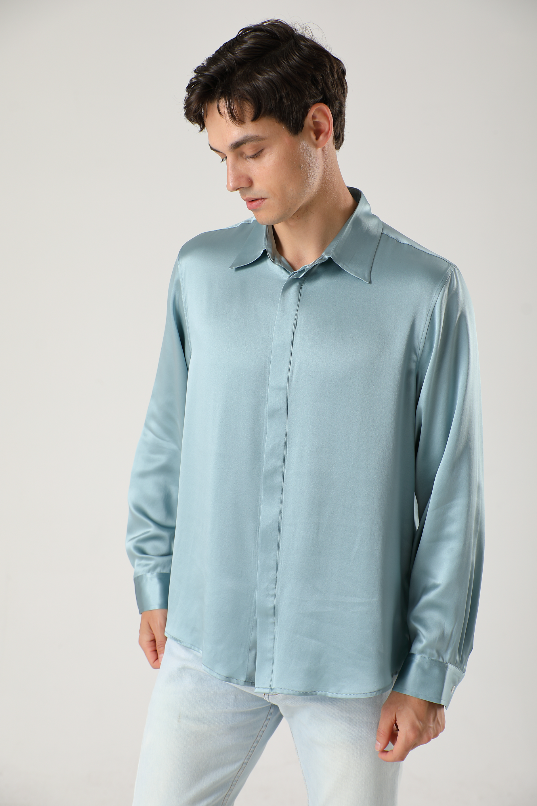 Silk Blouse for men Hidden Buttons– Asilklife