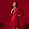 Asilklife Luxury Stunning Red Silk Robe Set