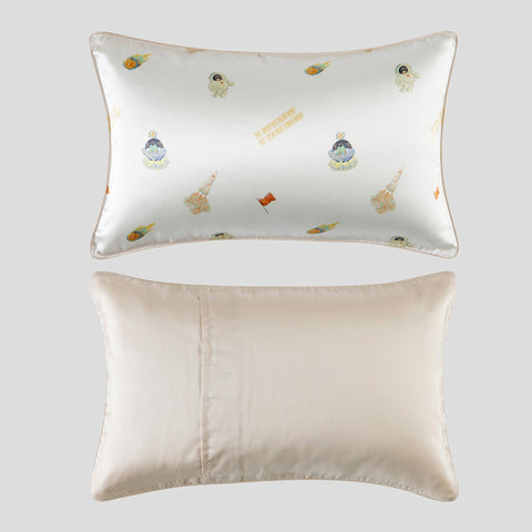 Luxury sleep set silk pillowcase creamy white and kid's sleep mask