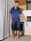 Men's Loose 100% pure Silk Short Pajama Set