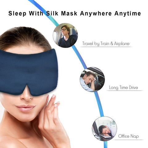 Masque pour les yeux en pure soie grand format double face 