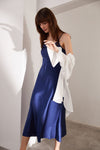 silk midi slip dress nightgown V-Neck