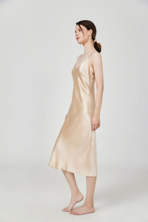 Long & Close Fitting Silk Slip Nightgown