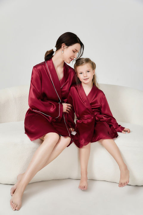 22 Momme Luxury Mulberry Silk Matching Pajamas Set For Mother and Daughter
