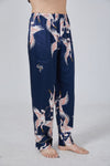 Men's Crane Printed Silk Long Pants