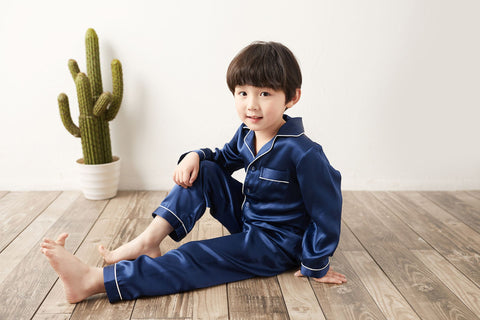 Boys Long Silk Pajamas Set Kids' Classic PJS