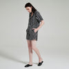 Black and White Stripe Short Silk Pajamas Set