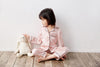 Kid's Silk Pajamas Set Girls' Cute Long Sleeves Nighties with Black Trimming