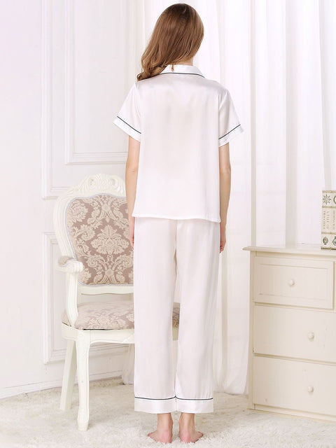 19/22 Momme  Classic Short Sleeve Silk Pajamas Set